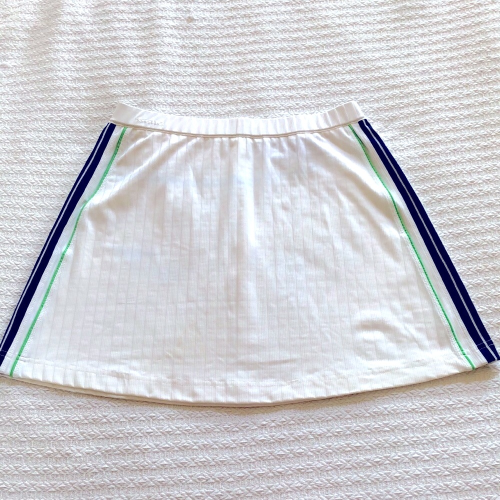 Bolle White Mini Skirt with Blue and Green Stripes